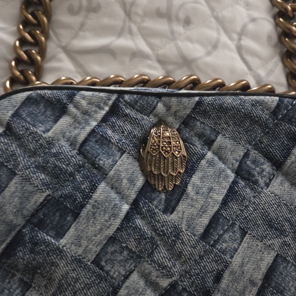 Denim and Gold Chain Women Bag